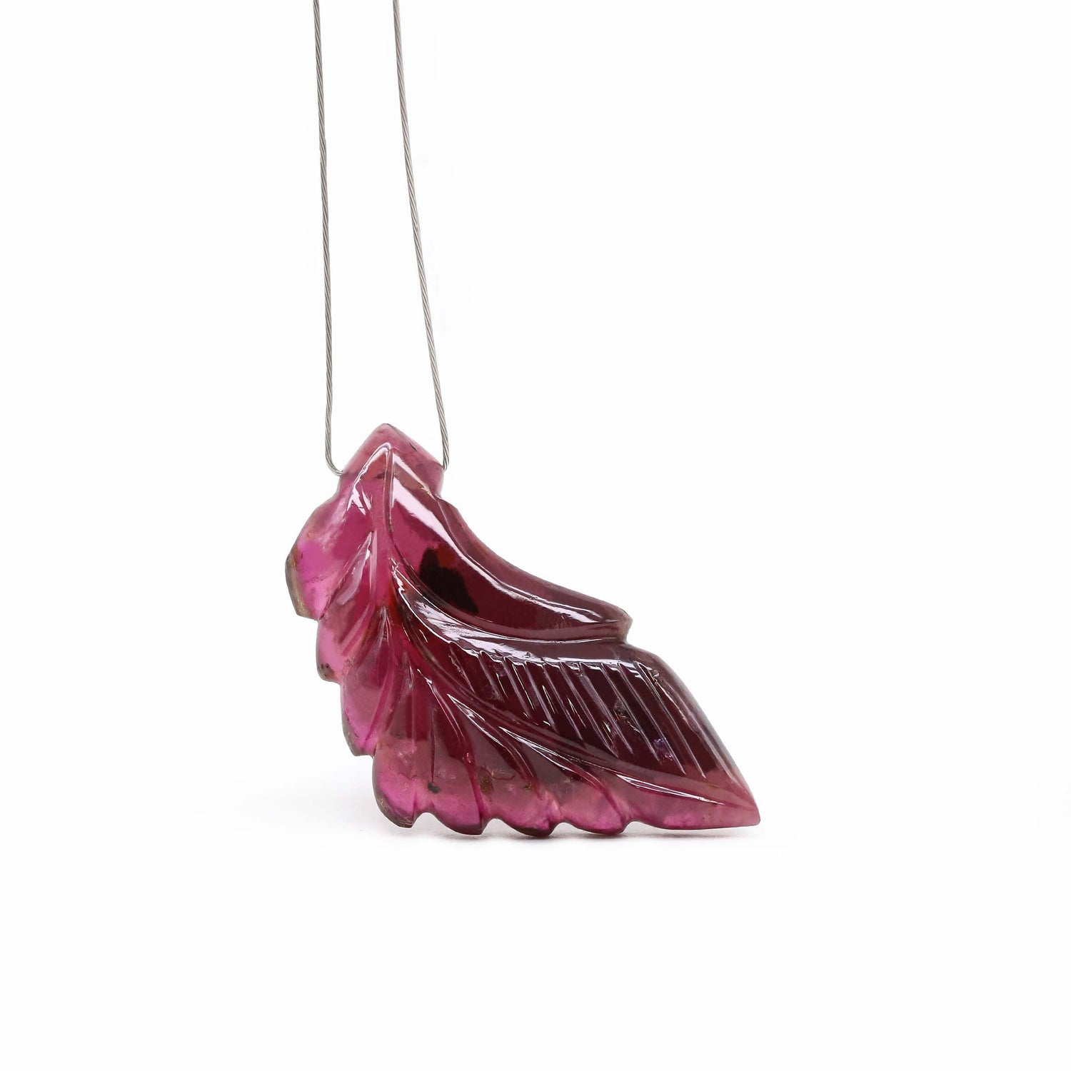 Pink Tourmaline 30.50x17.50mm Carved Fancy Pendant