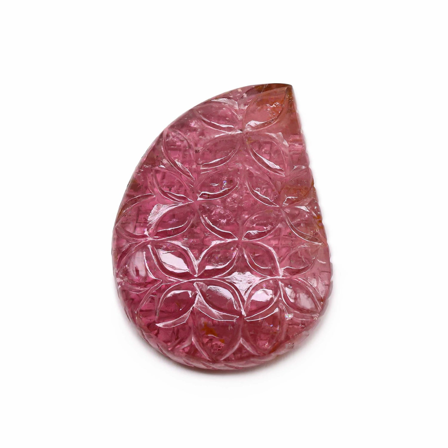 Pink Tourmaline 35x26mm Carved Mango Shape