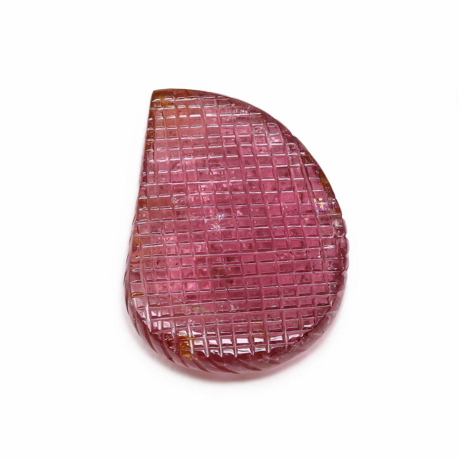 Pink Tourmaline 35x26mm Carved Mango Shape