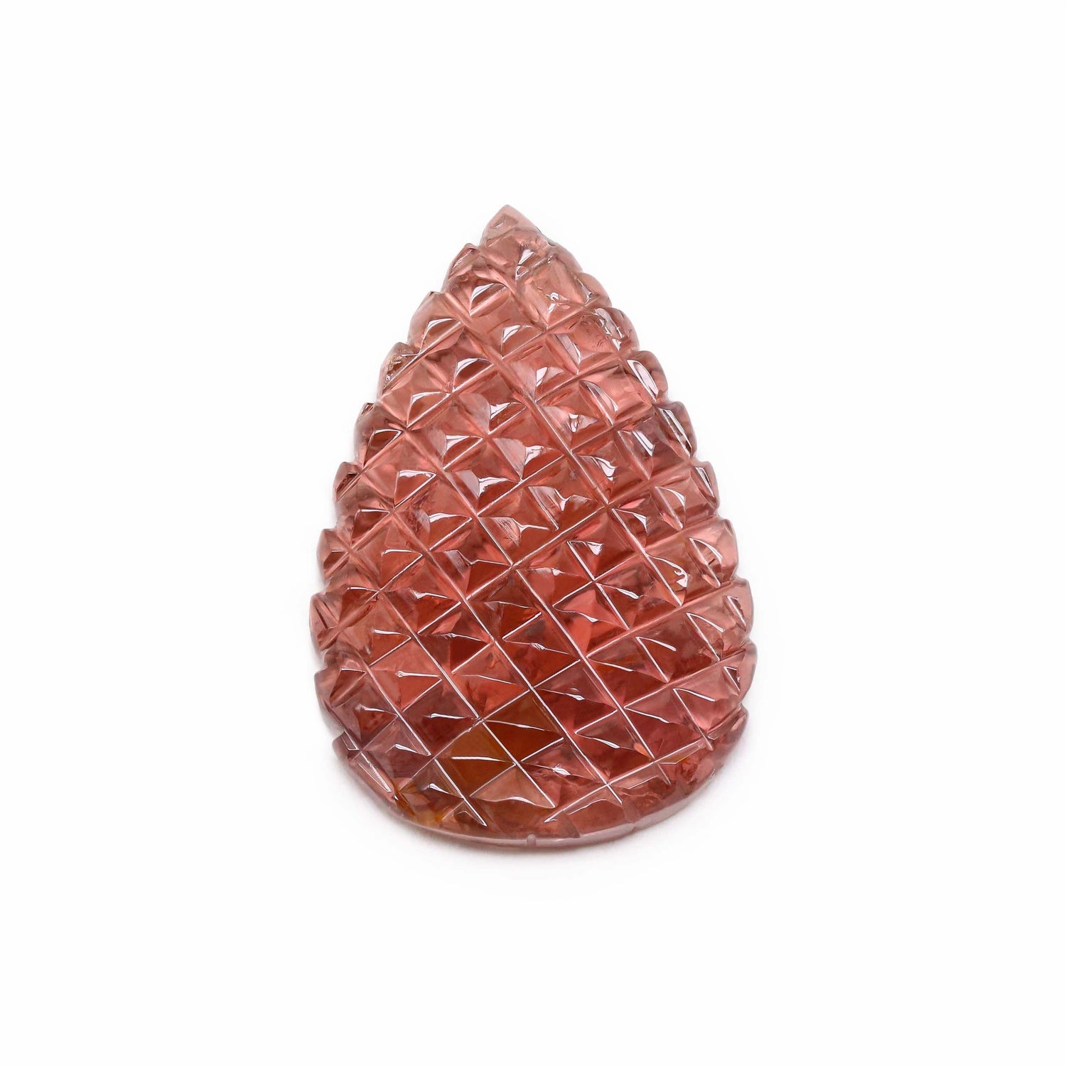 Pink Tourmaline 36x23mm Carved Pear Cabochon