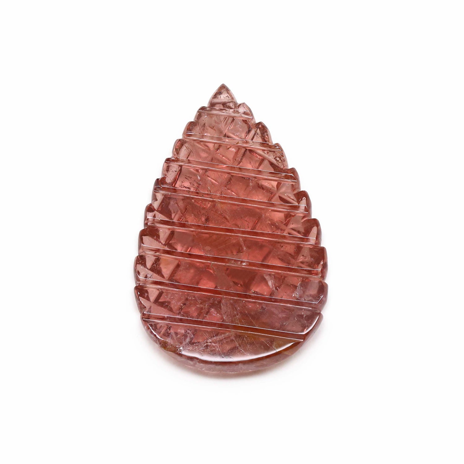 Pink Tourmaline 36x23mm Carved Pear Cabochon