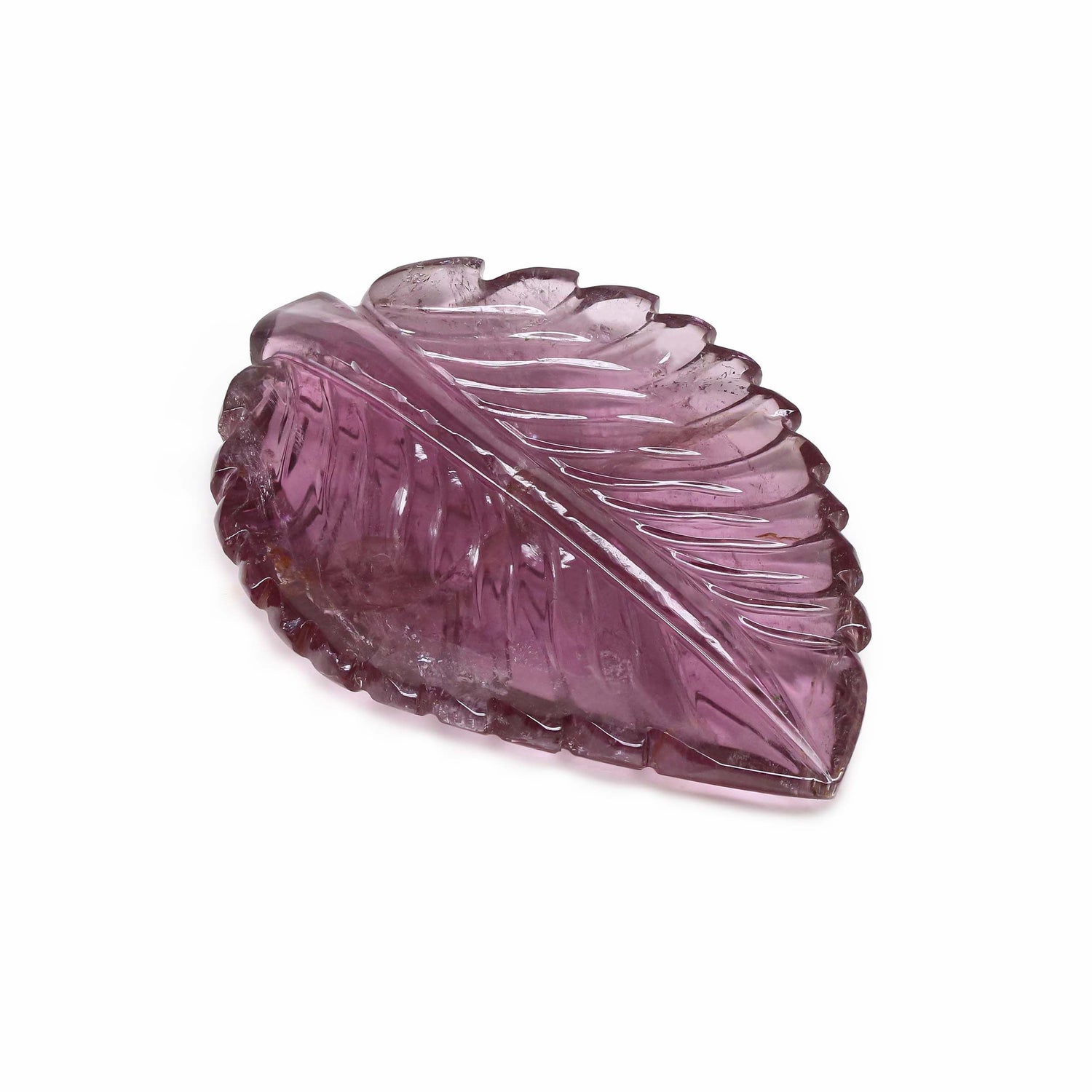Pink Tourmaline 46x32mm Carved Leaf