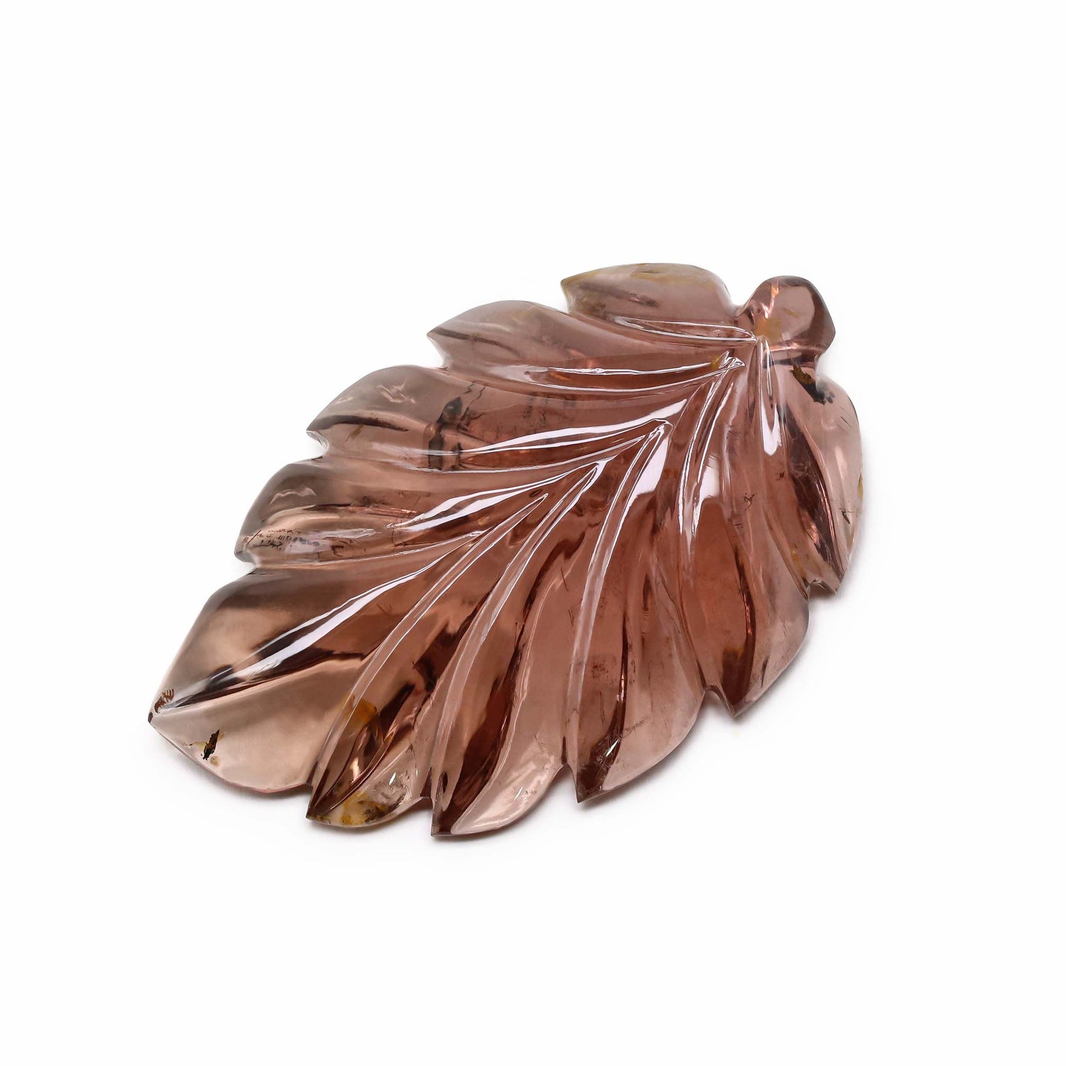 Pink Tourmaline 50x31mm Carved Leaf
