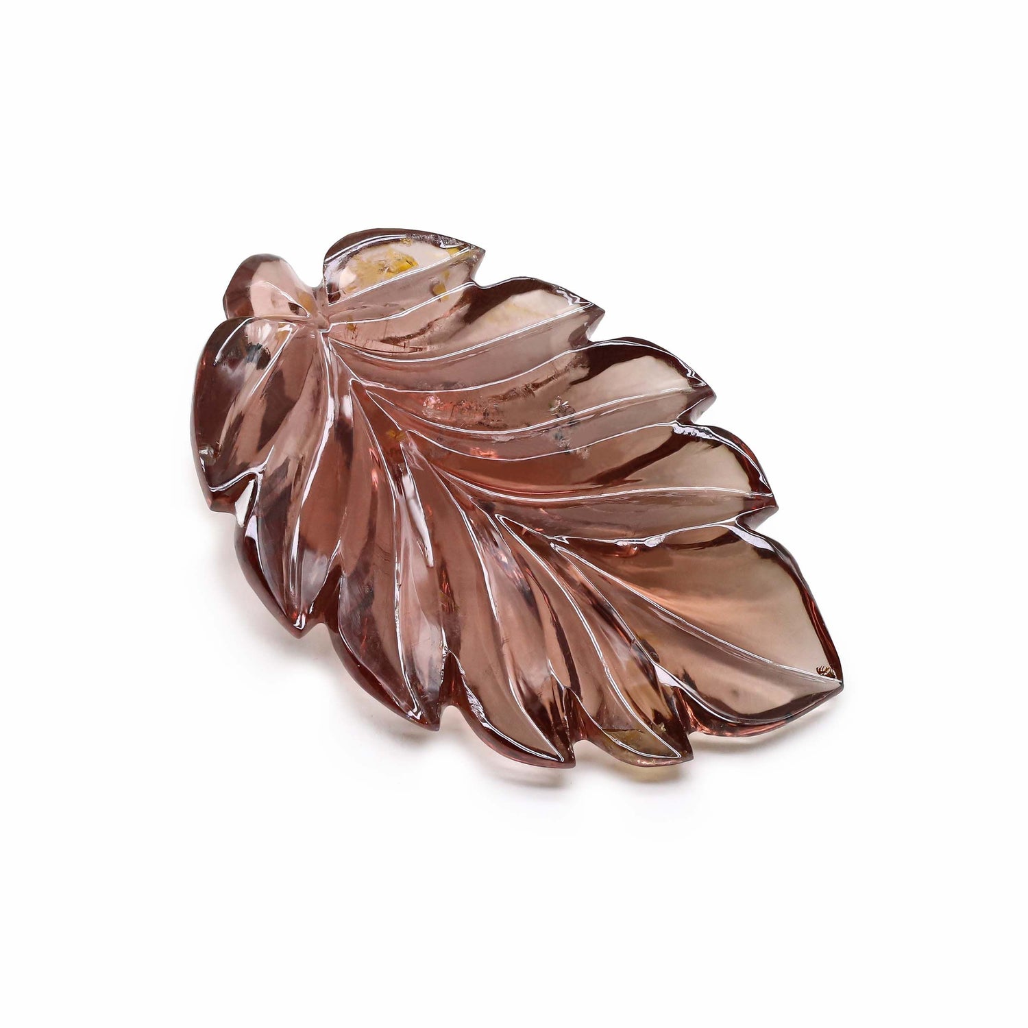 Pink Tourmaline 50x31mm Carved Leaf