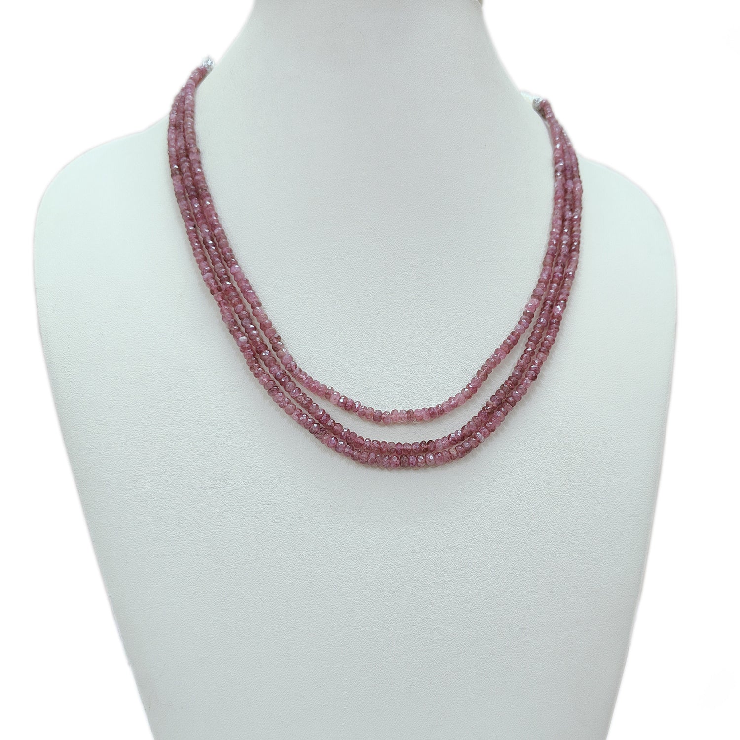 Pink Tourmaline 3.50mm to 4.50mm Rondelle Faceted Beaded Necklace