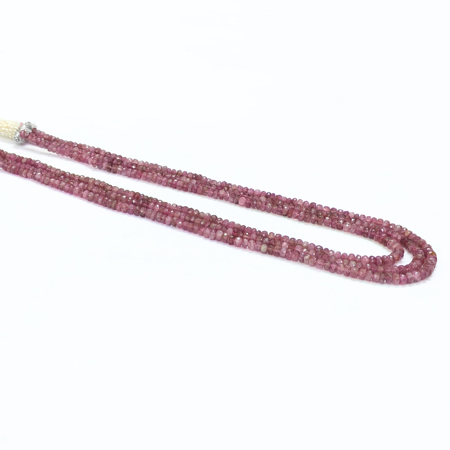 Pink Tourmaline 3.50mm to 4.50mm Rondelle Faceted Beaded Necklace