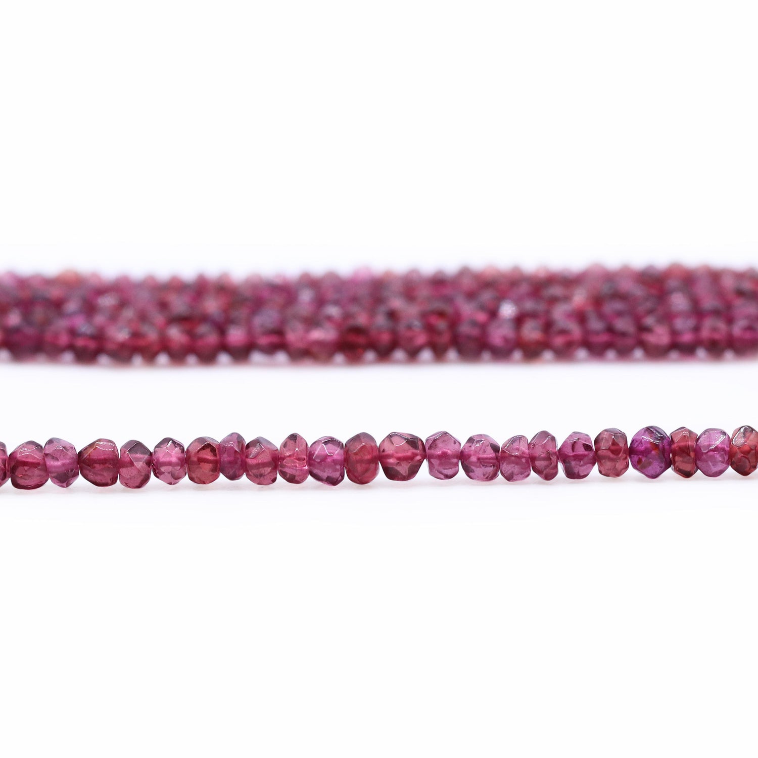 Rhodolite 3mm to 4mm Rondelle Faceted Beads (14 Inch)