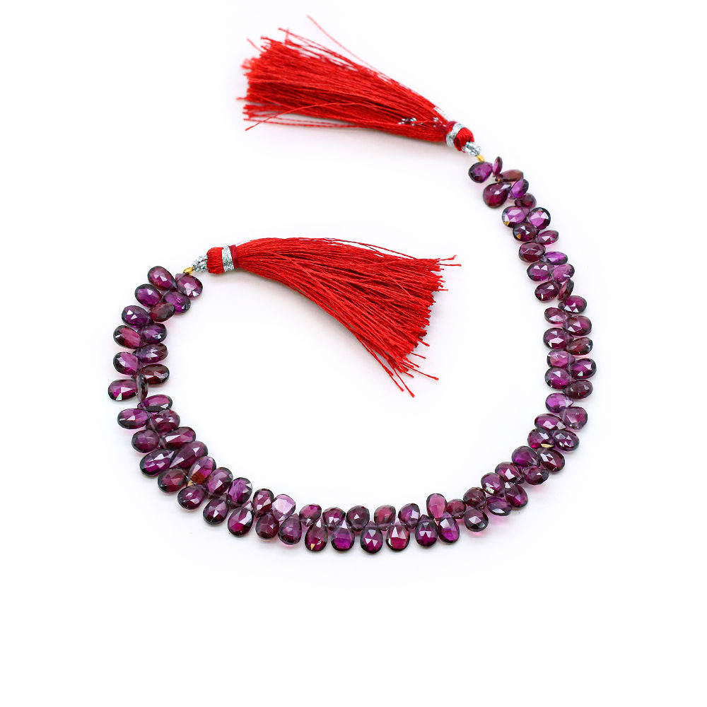 Rhodolite 6x4mm to 8x5mm Pear Faceted Beads (8 Inch)