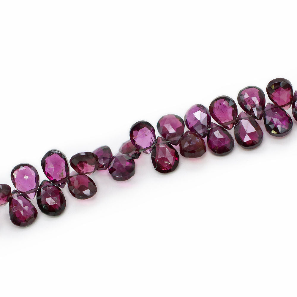 Rhodolite 6x4mm to 8x5mm Pear Faceted Beads (8 Inch)