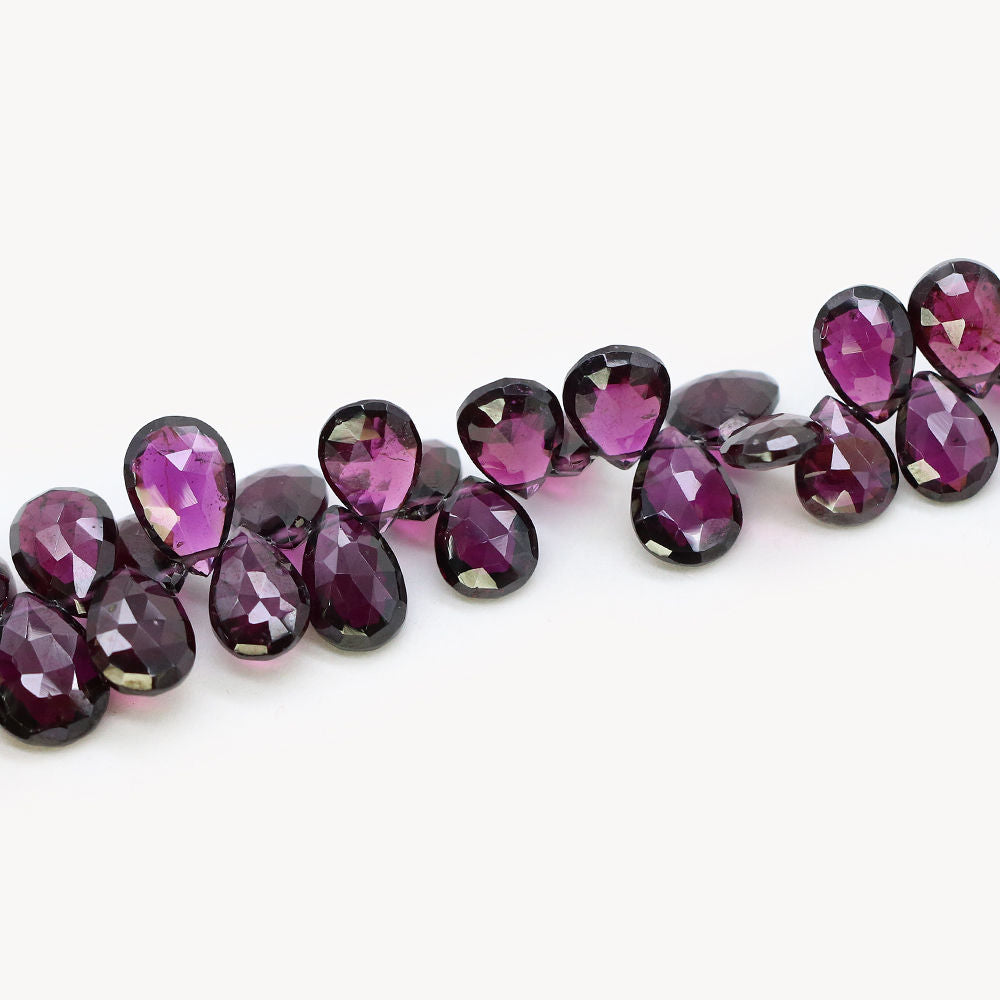 Rhodolite 9x7mm to 13x9mm Pear Faceted Beads (8 Inch)
