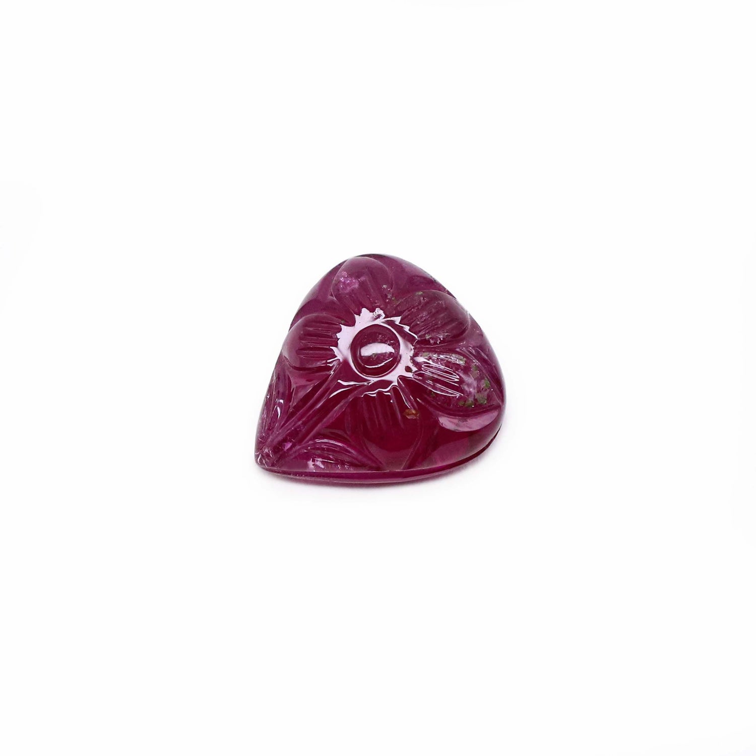Rubellite Tourmaline 13x12mm Carved Heart Shape Cabochon