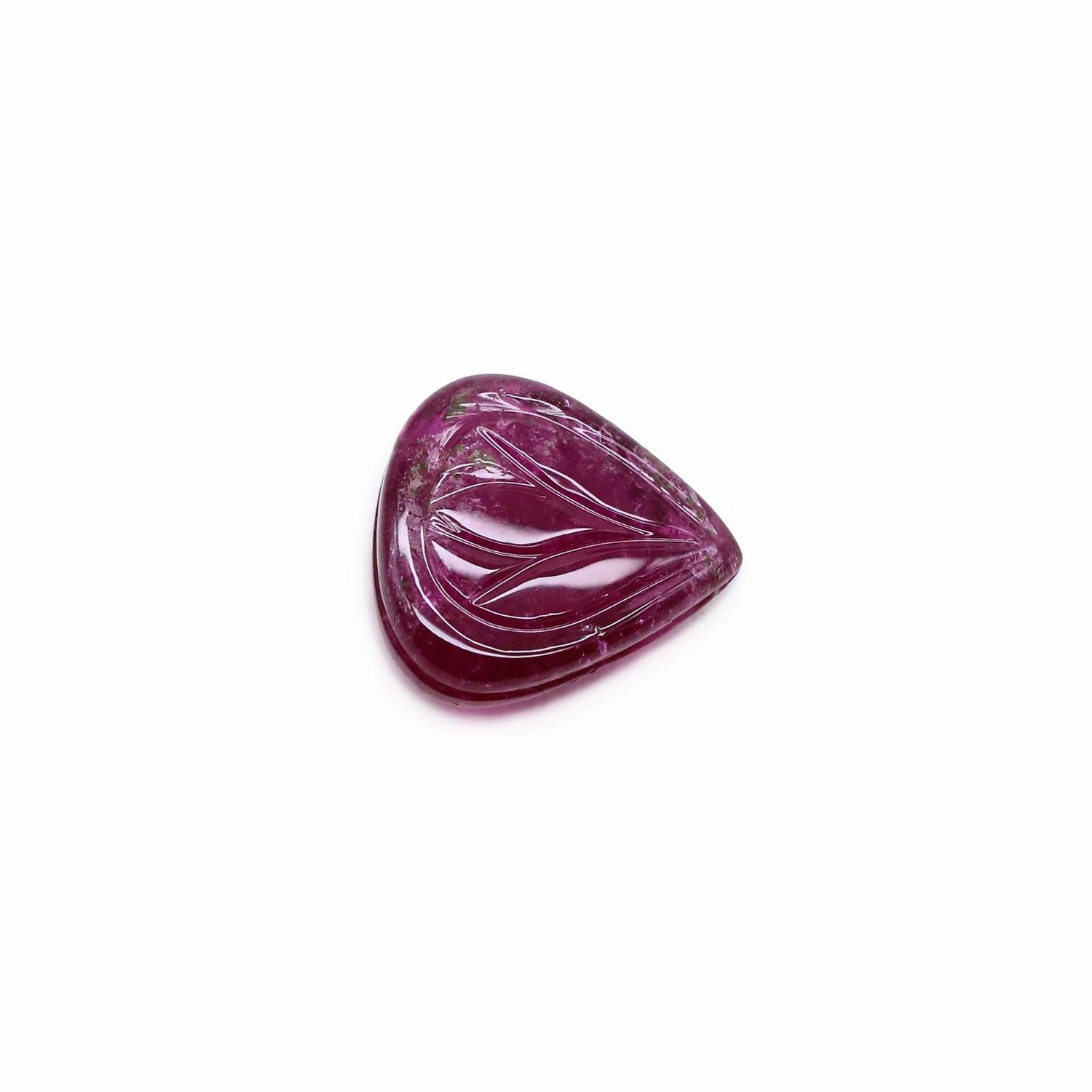 Rubellite Tourmaline 13x12mm Carved Heart Shape Cabochon