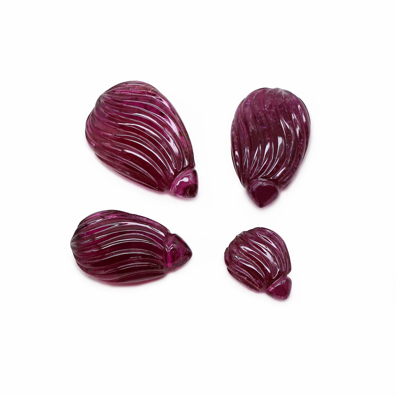 Rubellite Tourmaline 11x8mm to 19x12mm Carved Pears Briolette