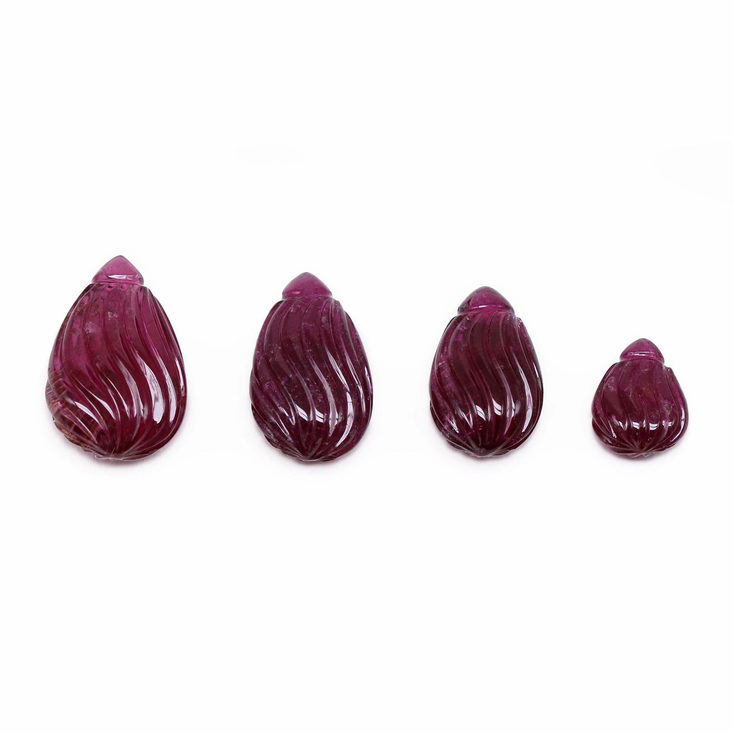 Rubellite Tourmaline 11x8mm to 19x12mm Carved Pears Briolette