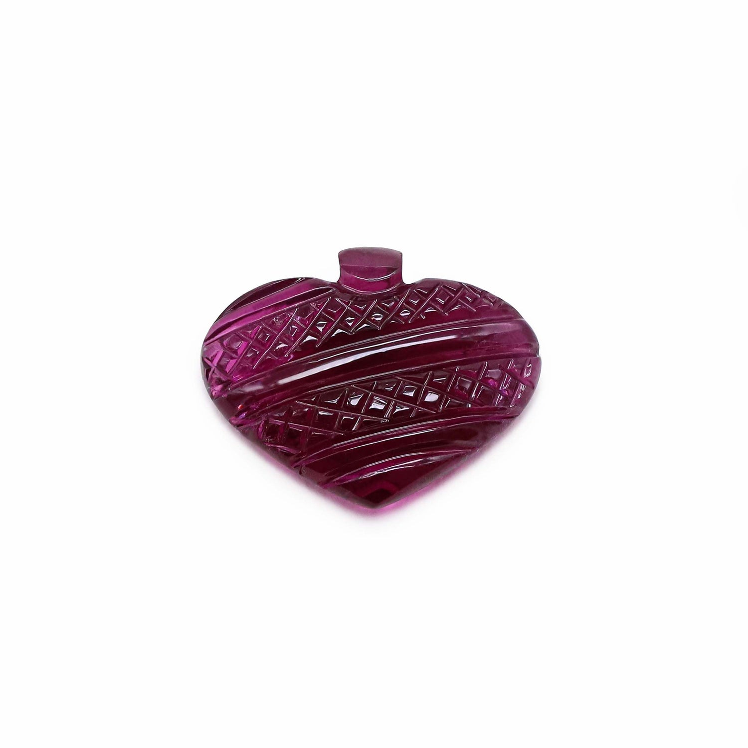 Rubellite Tourmaline 20x16.50mm Carved Betel Leaf