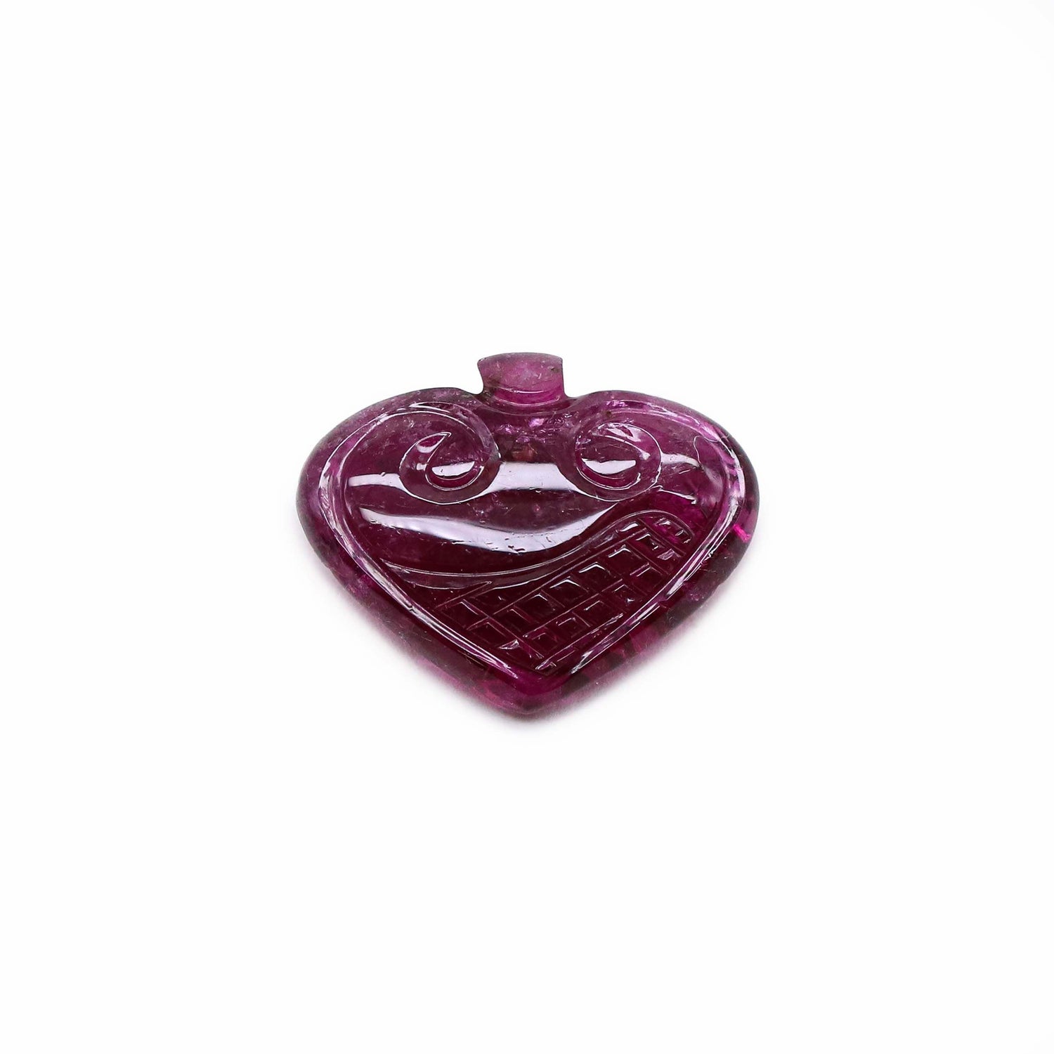Rubellite Tourmaline 20x16.50mm Carved Betel Leaf