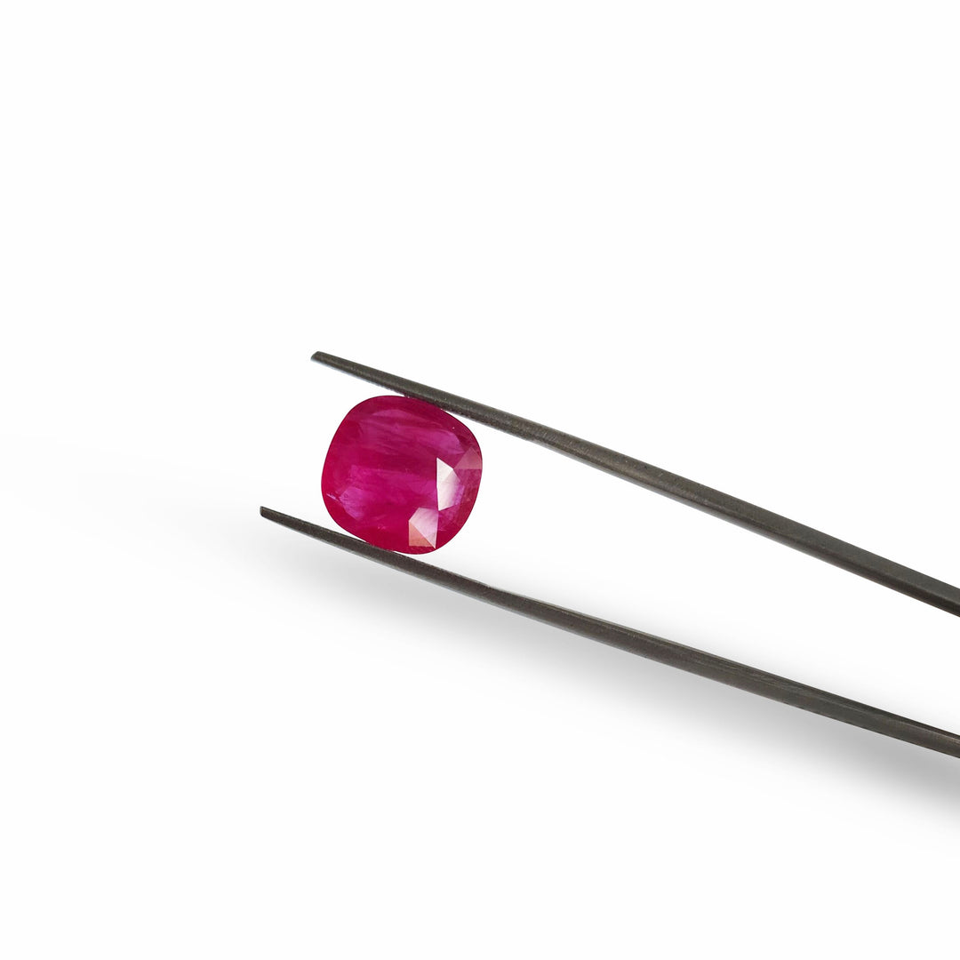 Natural Ruby (Burma) (Heated) 12mm Cushion Faceted