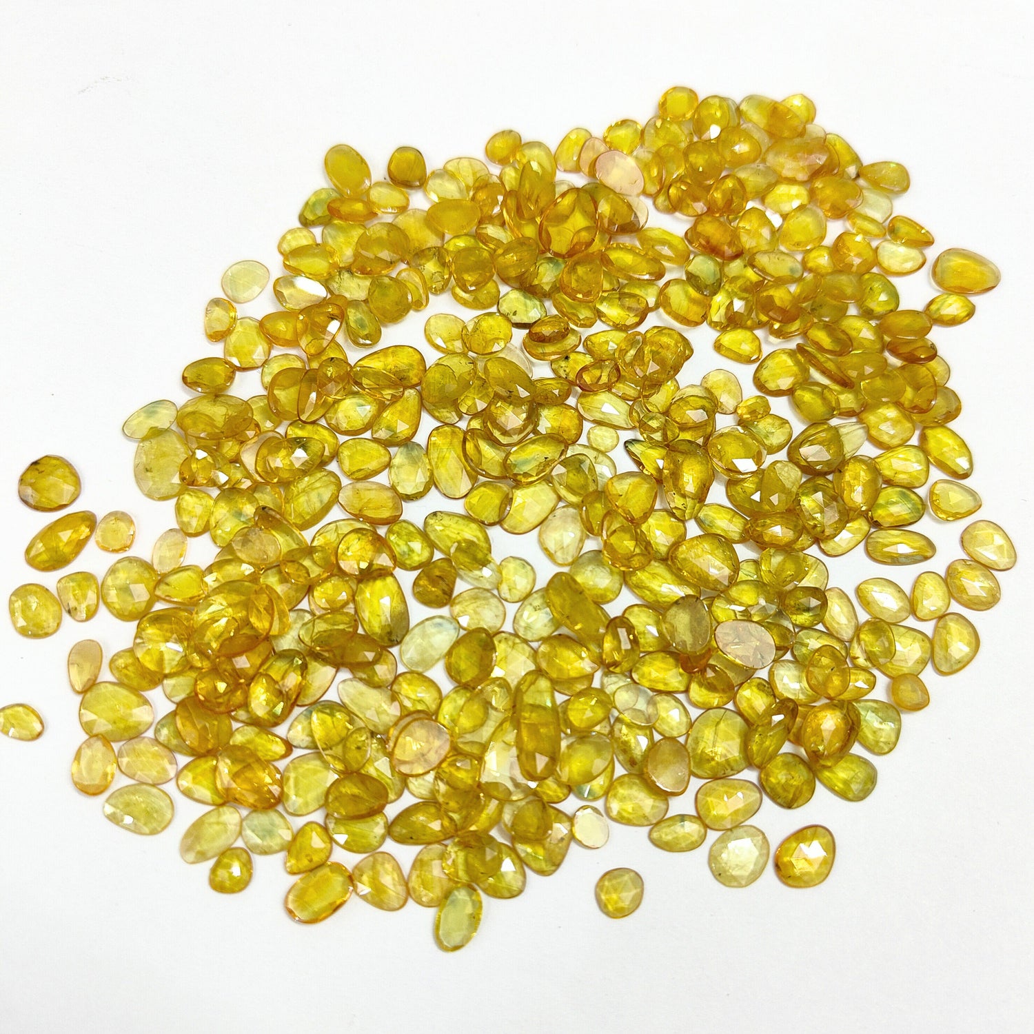 Natural Yellow Sapphire (Madagascar) (Heated) 5.50x3.50mm to 22.50x16mm Mix Rose Cut Slices