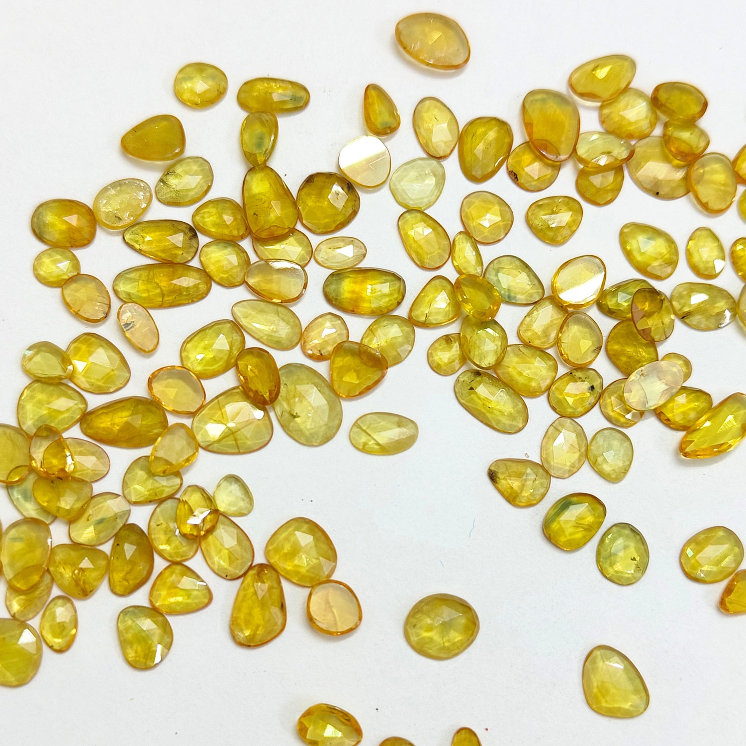 Natural Yellow Sapphire (Madagascar) (Heated) 5.50x3.50mm to 22.50x16mm Mix Rose Cut Slices
