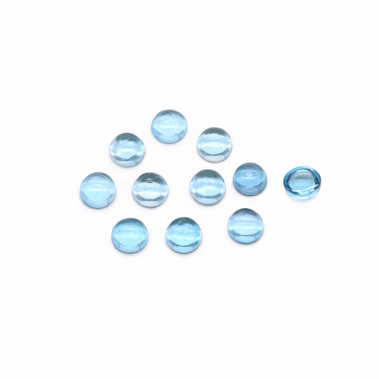 Swiss Blue Topaz 4.25mm and 8.40mm Round Cabochon