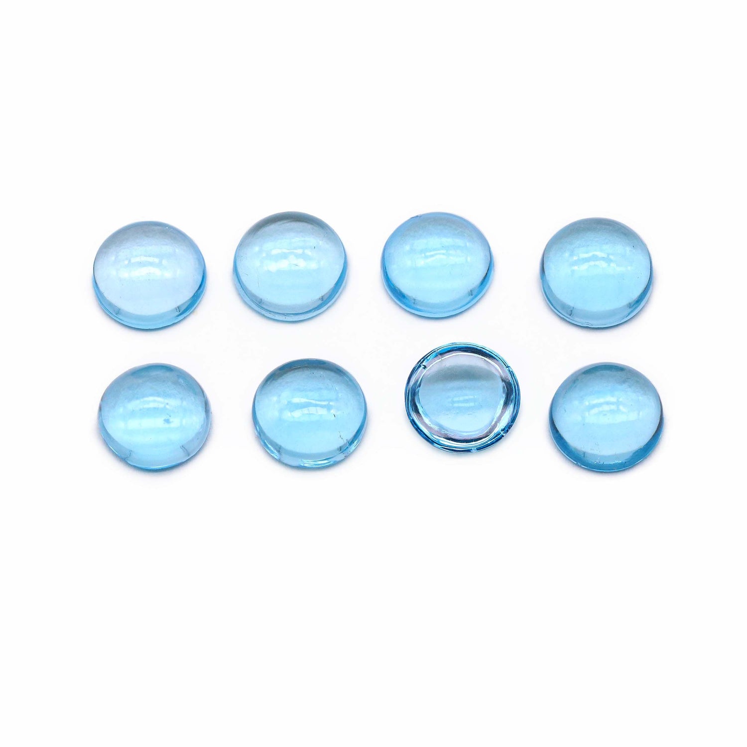 Swiss Blue Topaz 4.25mm and 8.40mm Round Cabochon
