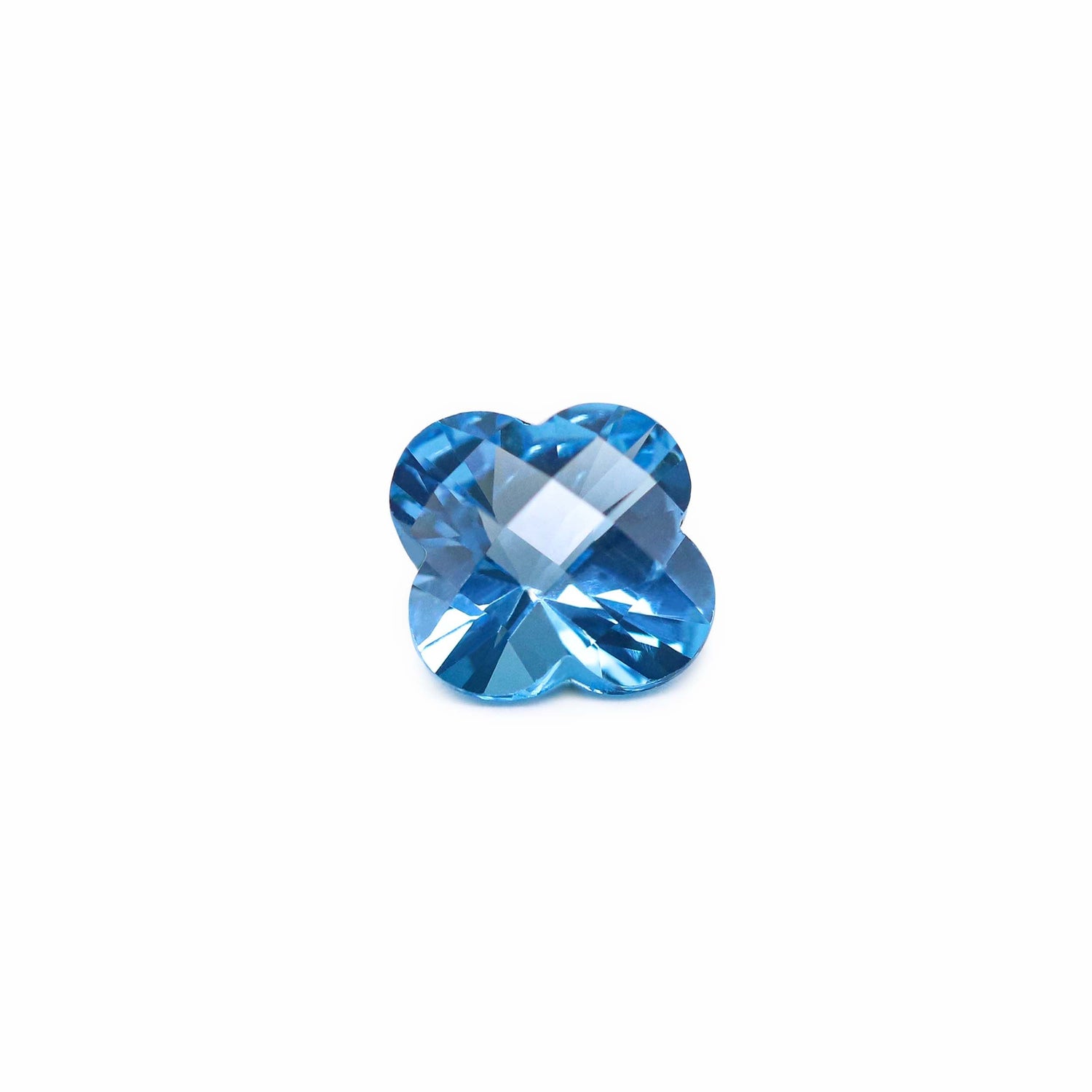 Swiss Blue Topaz 10mm Clover Checkerboard