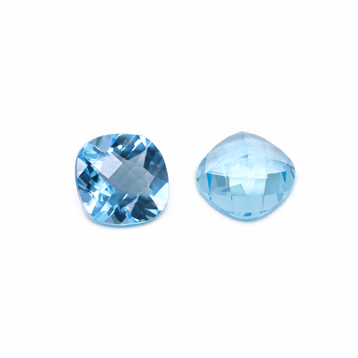 Swiss Blue Topaz 8mm and 9mm Cushion Checkerboard