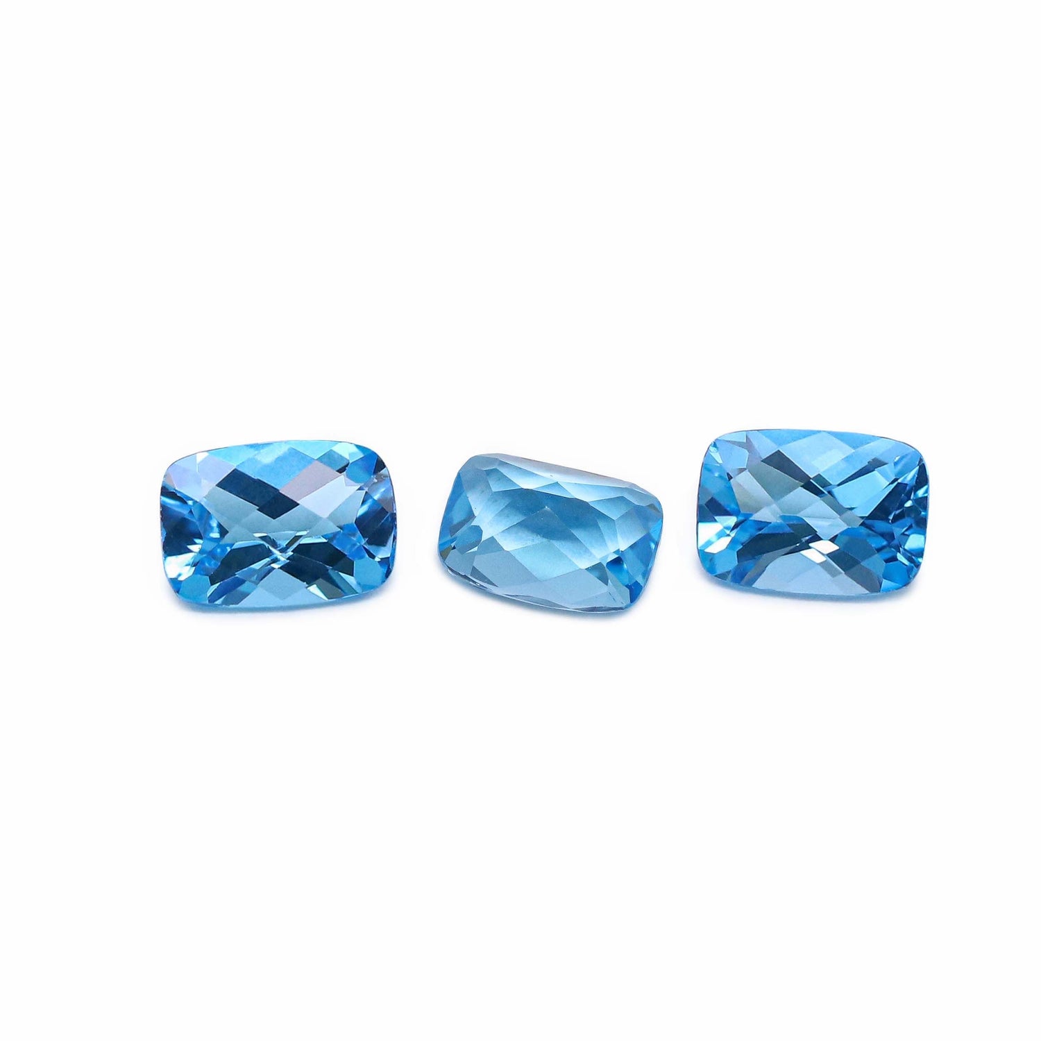 Swiss Blue Topaz 10x7mm Elongated Cushion Checkerboard
