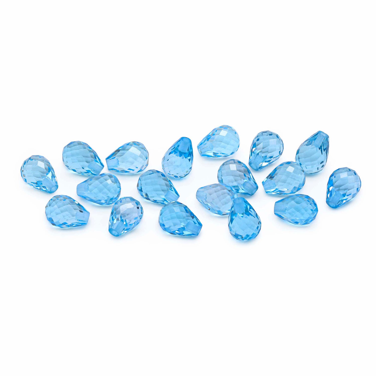 Swiss Blue Topaz 7x5mm Drops Briolette (Half Drill)