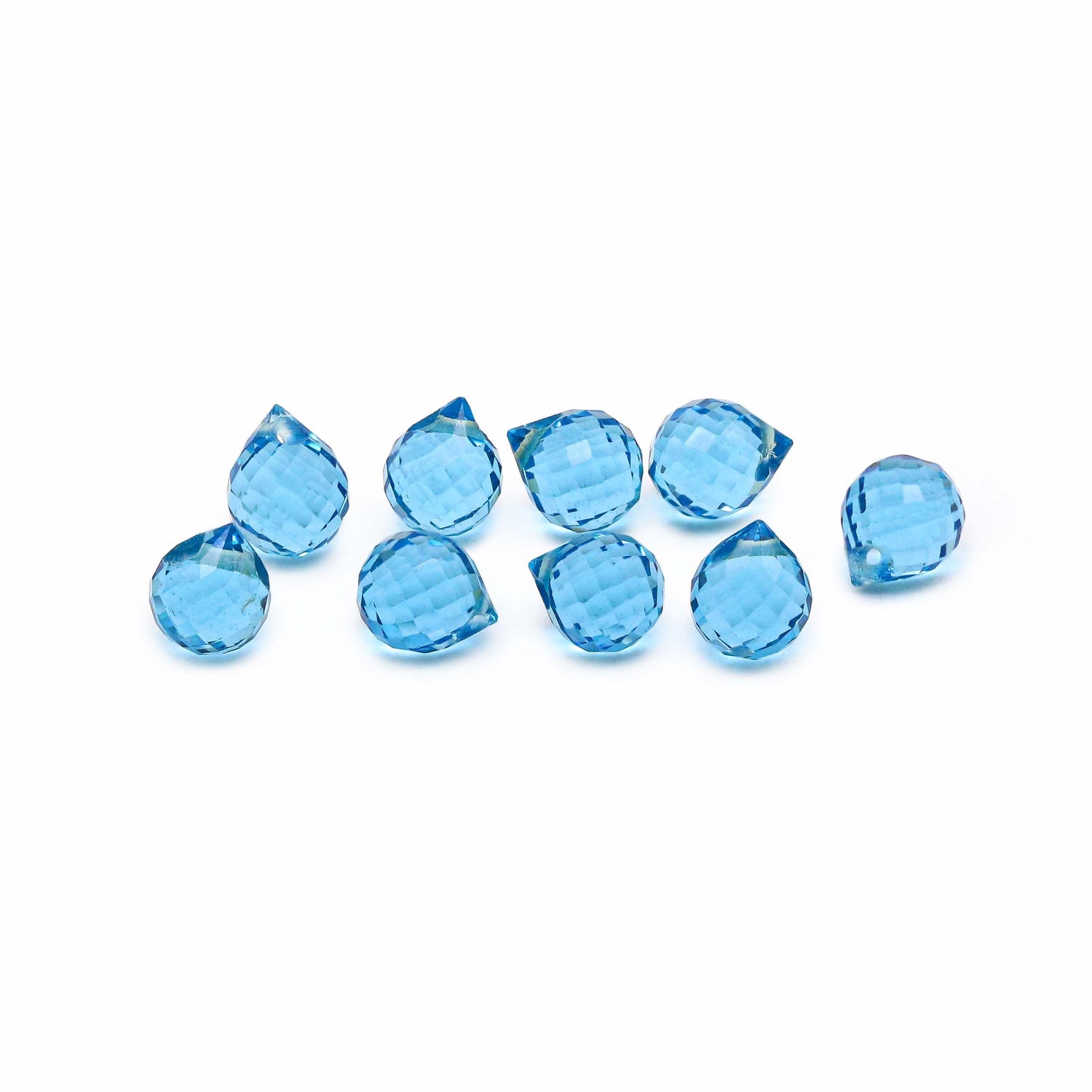 Swiss Blue Topaz 5x3mm to 7x5mm Drops  Briolette (Side Drill)