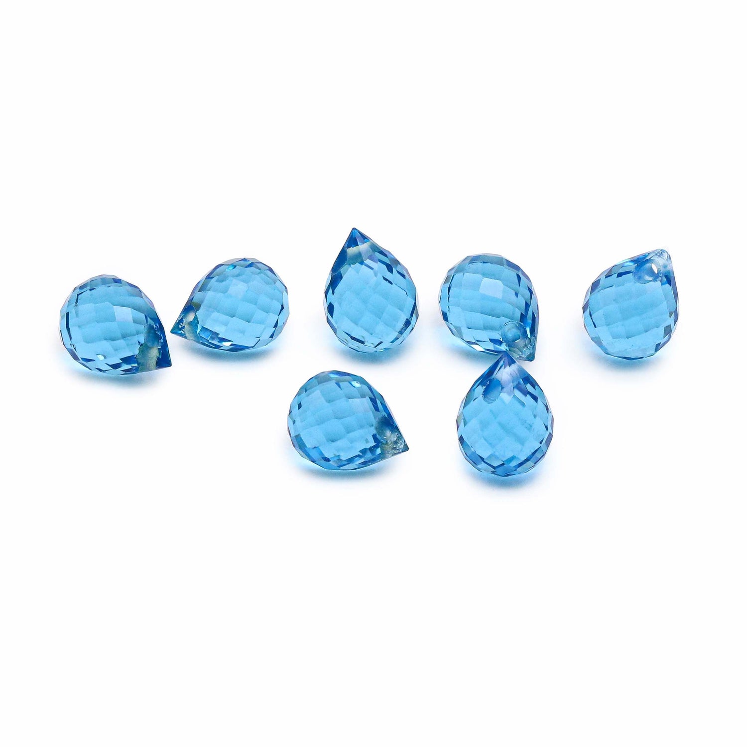 Swiss Blue Topaz 5x3mm to 7x5mm Drops  Briolette (Side Drill)