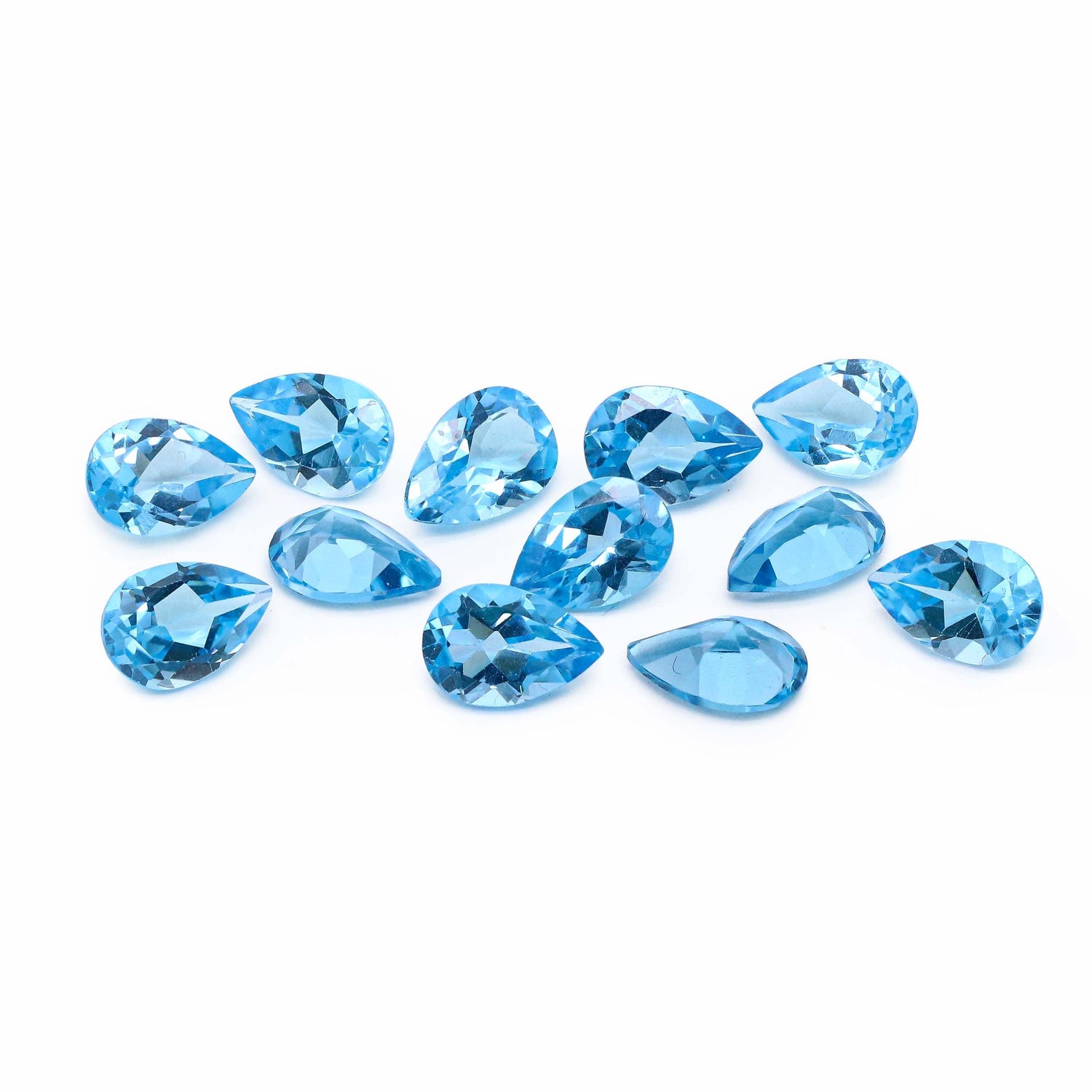 Swiss Blue Topaz 9x6mm Pear Faceted (Some Inclusion)