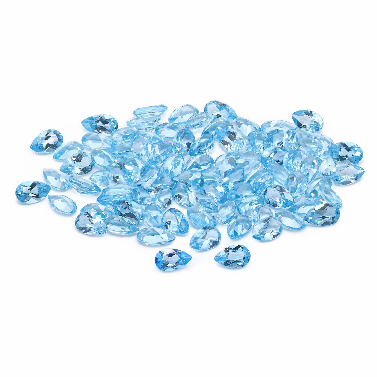 Swiss Blue Topaz 5x3mm and 6x4mm Pear Faceted