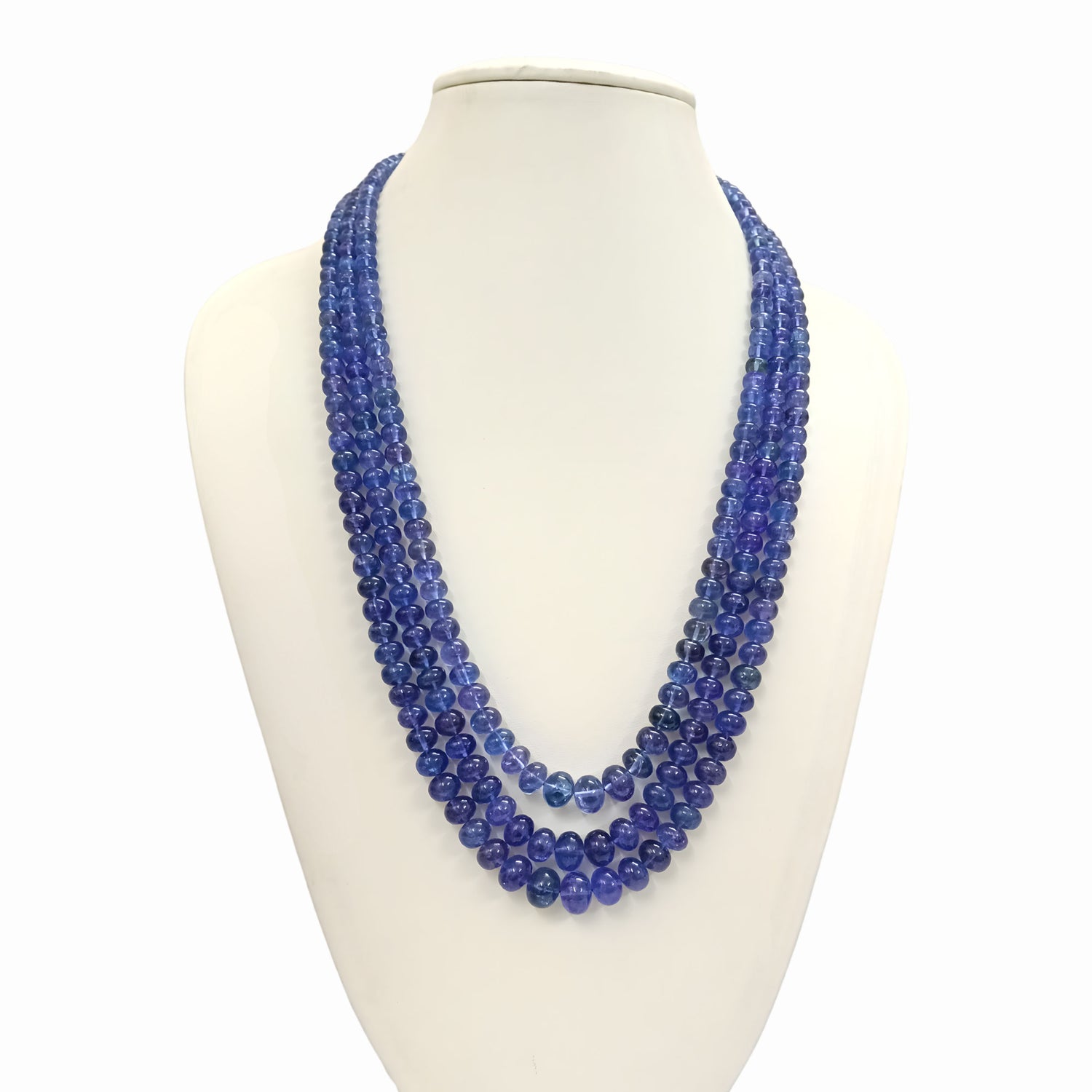 Tanzanite 5mm to 13mm Smooth Rondelle Beaded Necklace