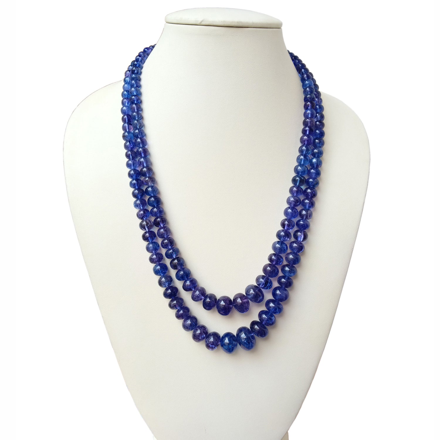Tanzanite 6mm to 19mm Smooth Rondelle Beaded Necklace