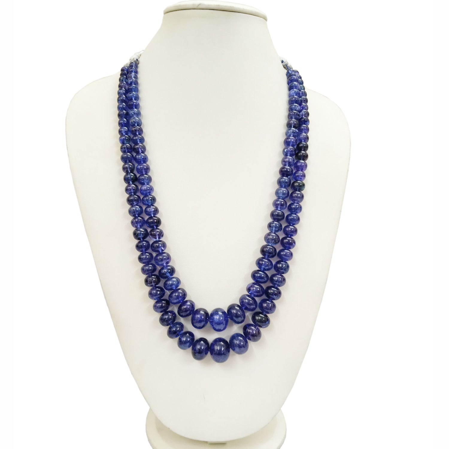 Tanzanite 8mm to 19mm Smooth Rondelle Beaded Necklace