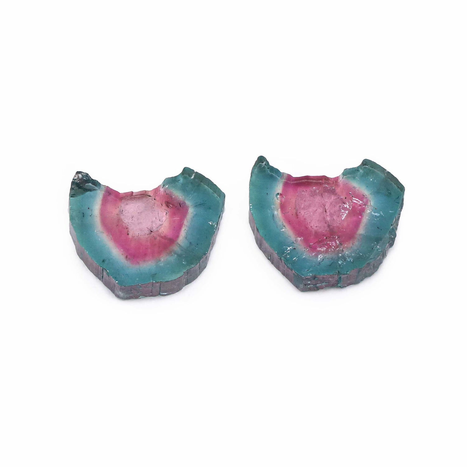 Watermelon Tourmaline 15x13.50mm Slice Pair