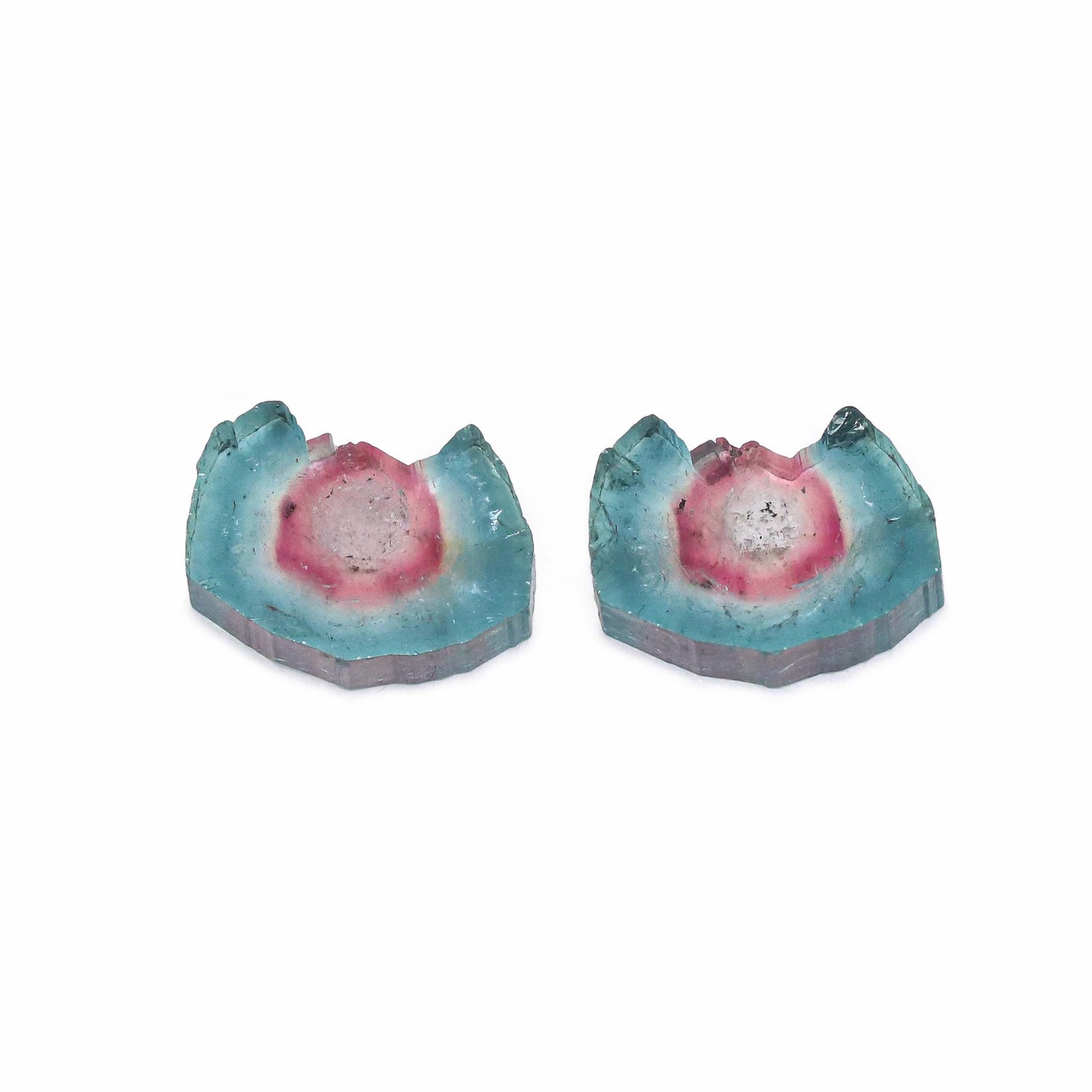 Watermelon Tourmaline 15x9mm Slice Pair