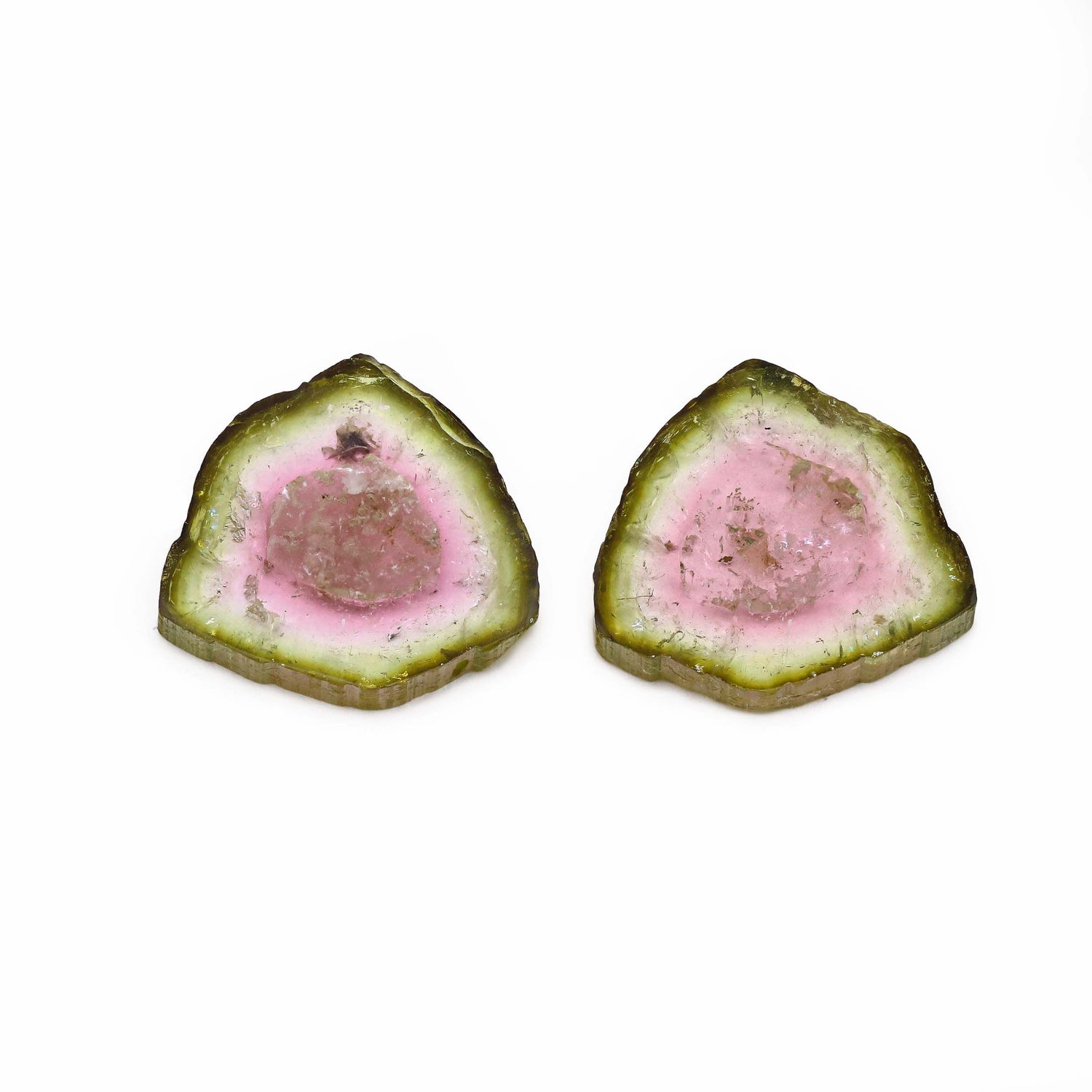 Watermelon Tourmaline 23x21mm Slice Pair