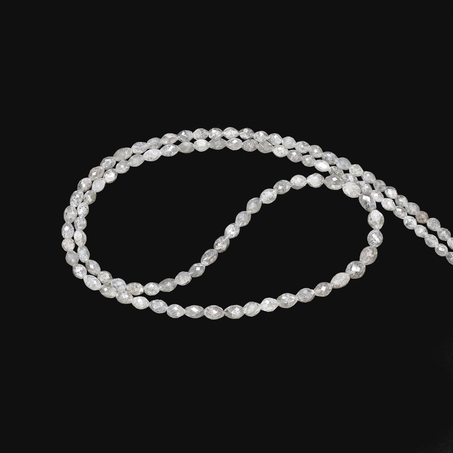 White Diamond 2.50x2mm to 5x4mm Barrel Faceted Beads (17.75 Inch)