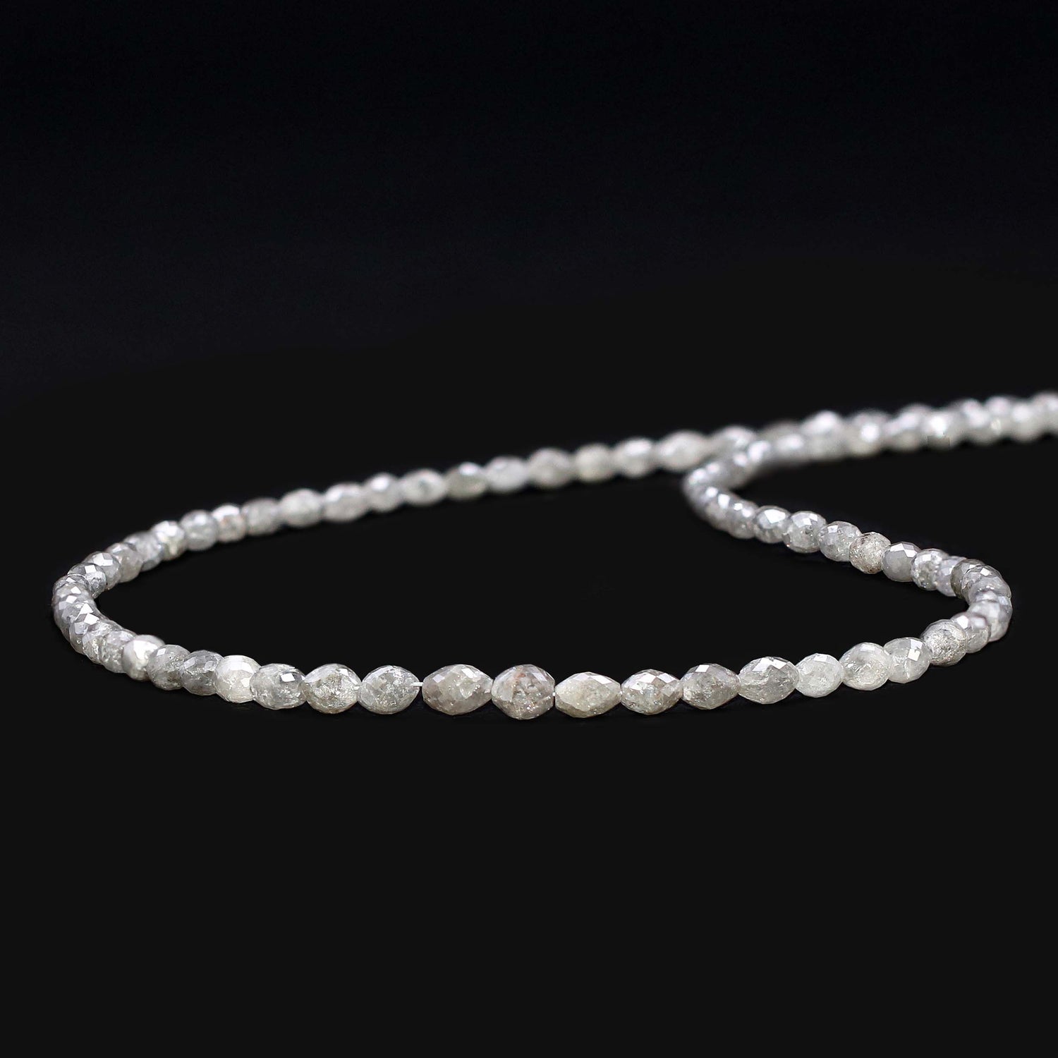 White Diamond 2.50x2mm to 5x4mm Barrel Faceted Beads (17.75 Inch)