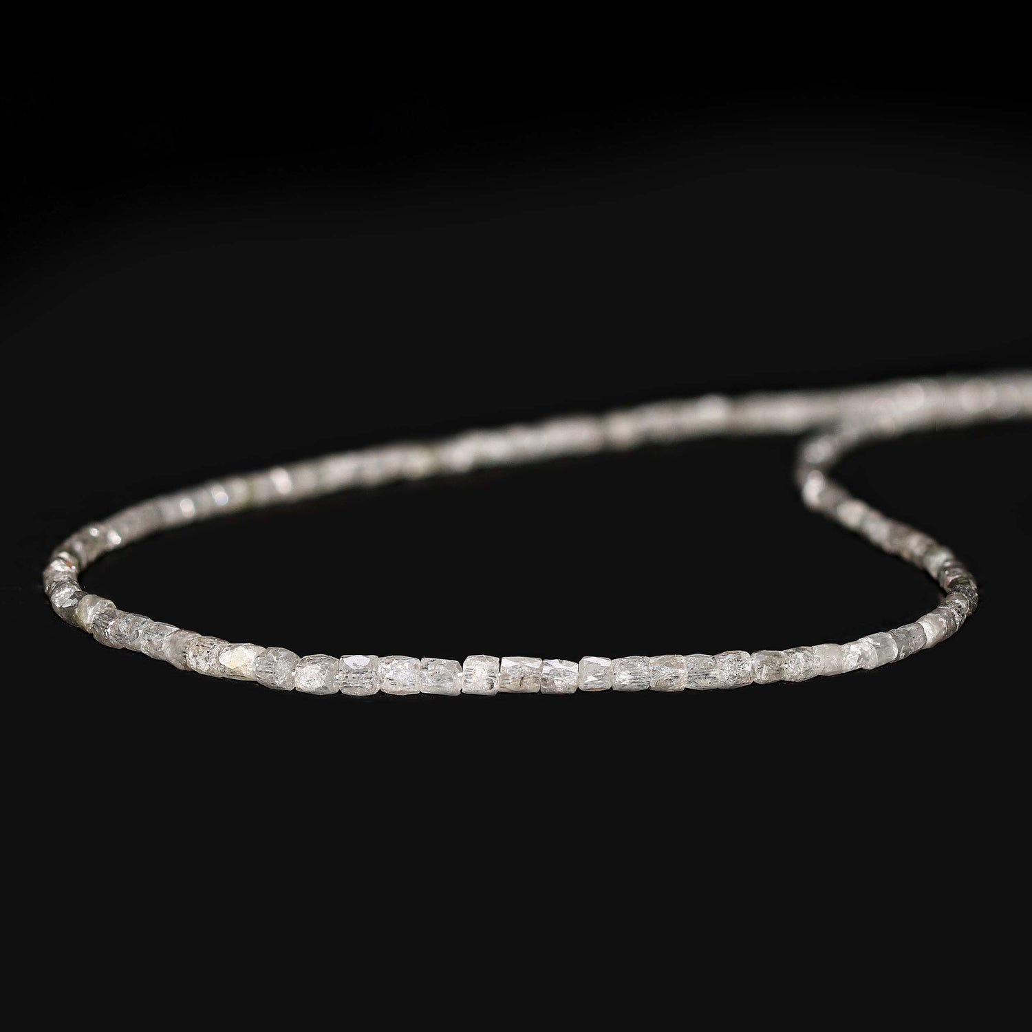 White Diamond 1.50x1mm to 3x2.50mm Pipe Shape Faceted Beads (15 Inch)