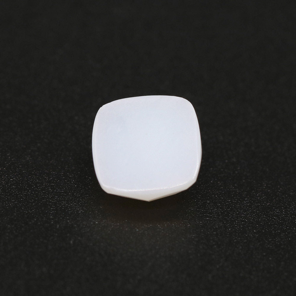White Opal Cushion Checker Cut Faceted Cab