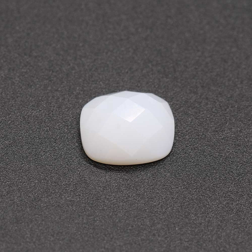 White Opal Elongated Cushion Checker Cut Faceted Cab