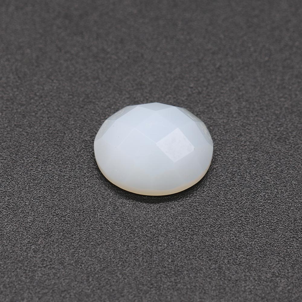 White Opal Oval Checker Cut Faceted Cab