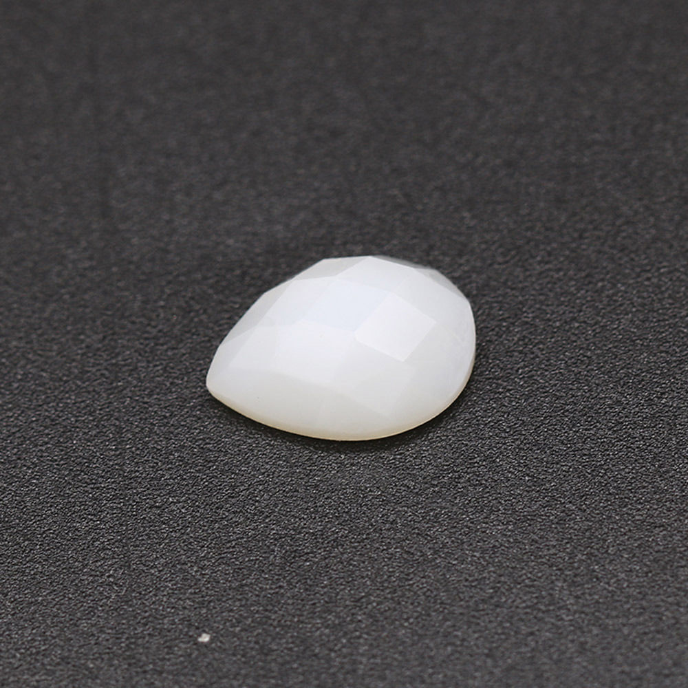 White Opal Pear Checker Cut Faceted Cab