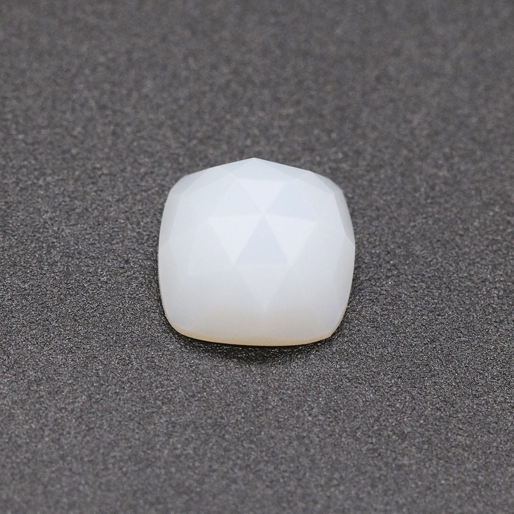 White Opal Cushion Rose Cut Faceted Cab