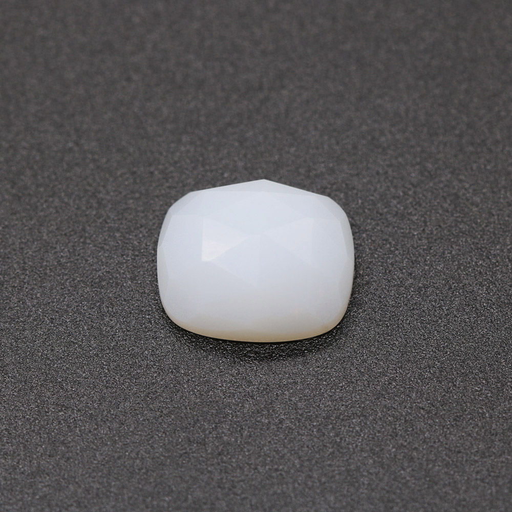 White Opal Elongated Cushion Rose Cut Faceted Cab