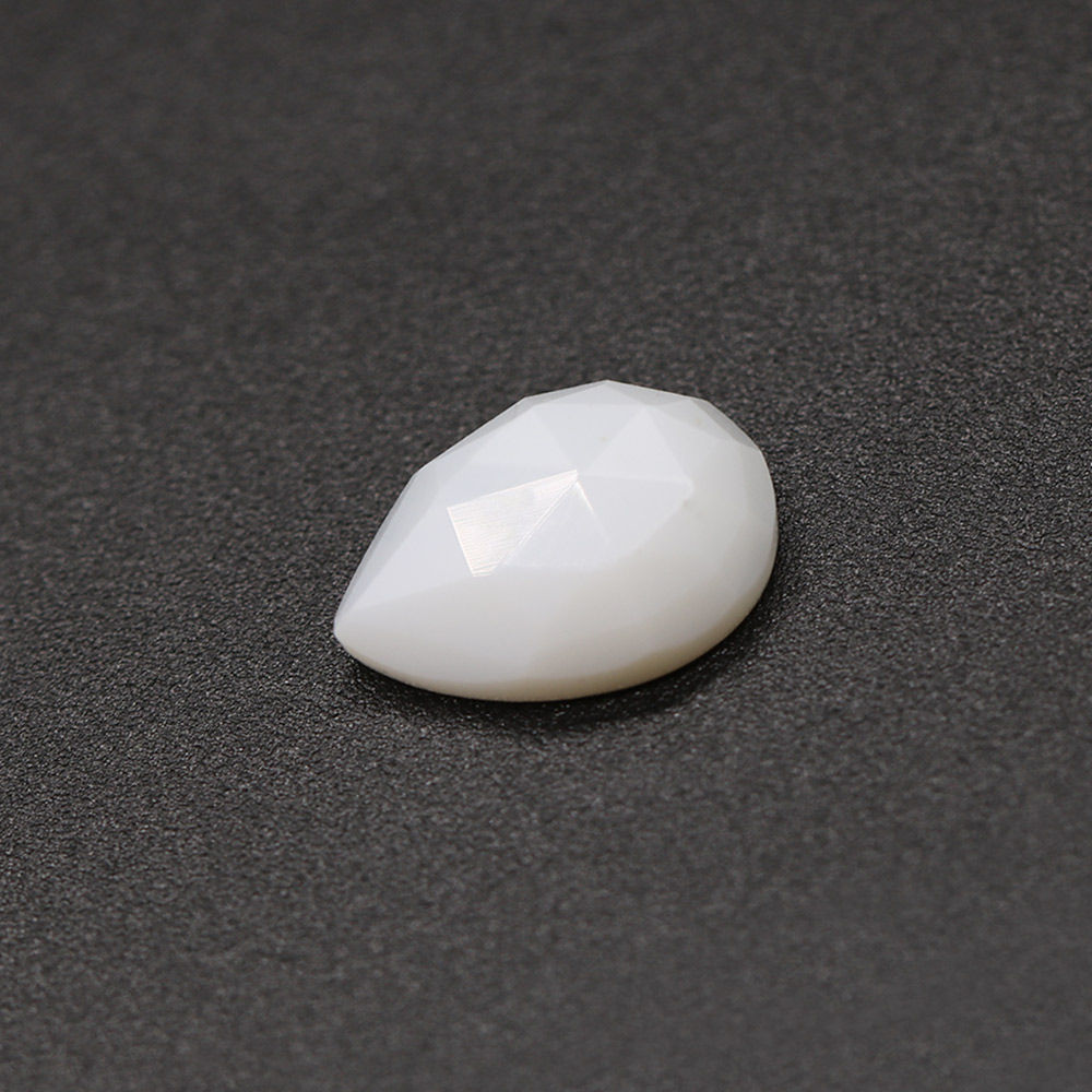 White Opal Pear Rose Cut Faceted Cab