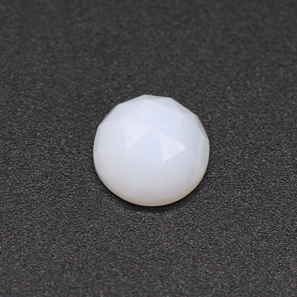 White Opal Round Rose Cut Faceted Cab